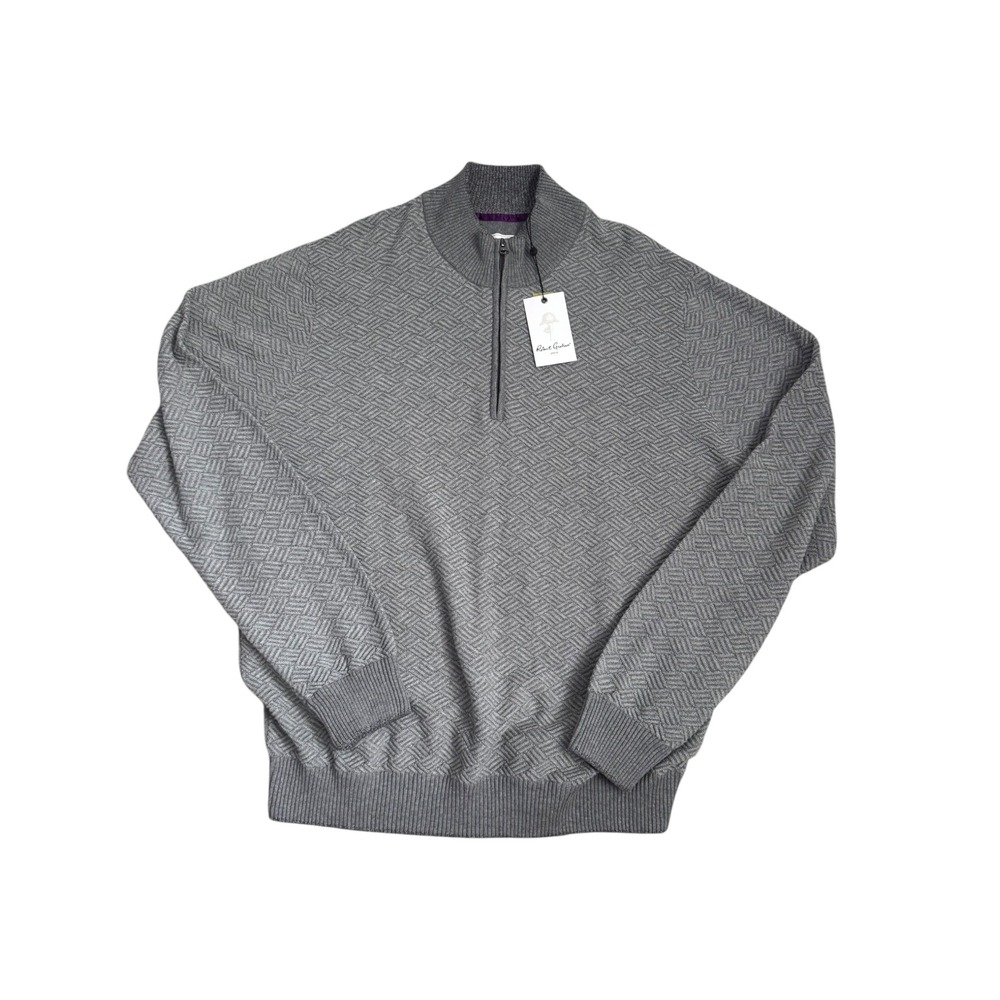 Robert‎ Graham Draco Grey Quarter Zip Sweater Mens Size 2XL Classic Fit  NEW